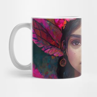 Beautiful ethnic mexican fairy painting in pink Mug